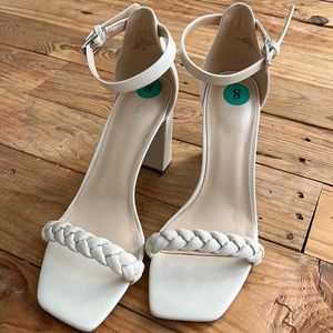 White braided heels